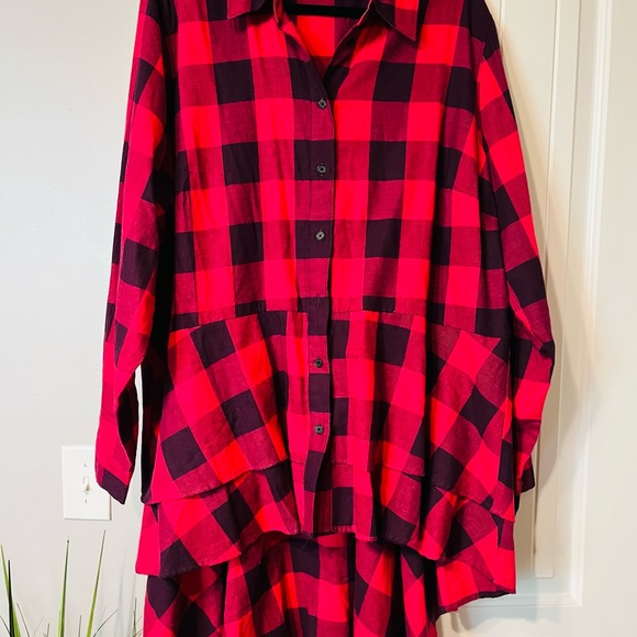 Drop waist peplum top plus size buffalo check ptp27 1/2 length 22 - Picture 4 of 7